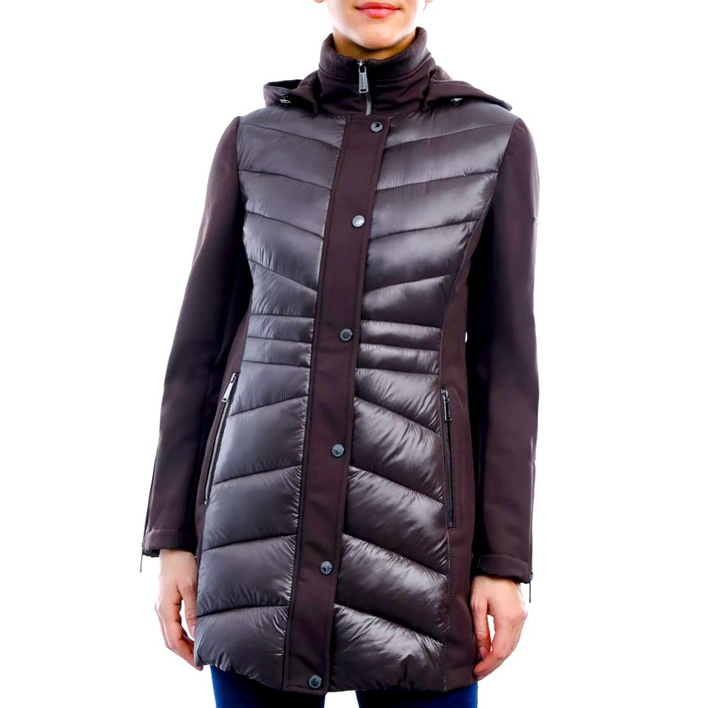BCBGENERATION Women's Mixed-Media Hooded